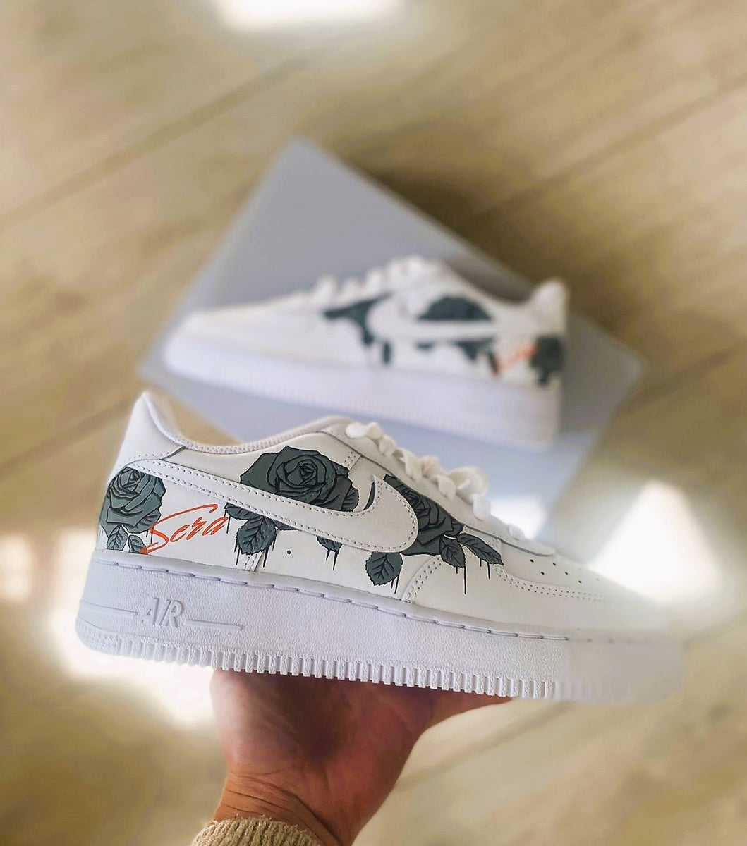 black air force 1 with roses