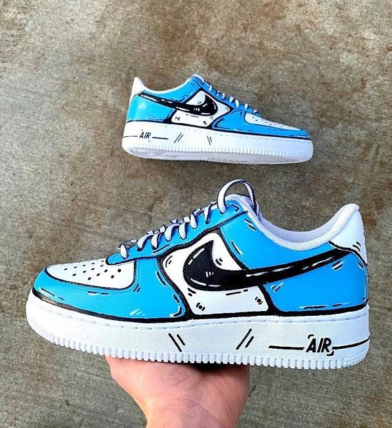 walgelijk behang Wiskunde Nike Air Force 1 Sky Blue Sketch – CustomSneaker