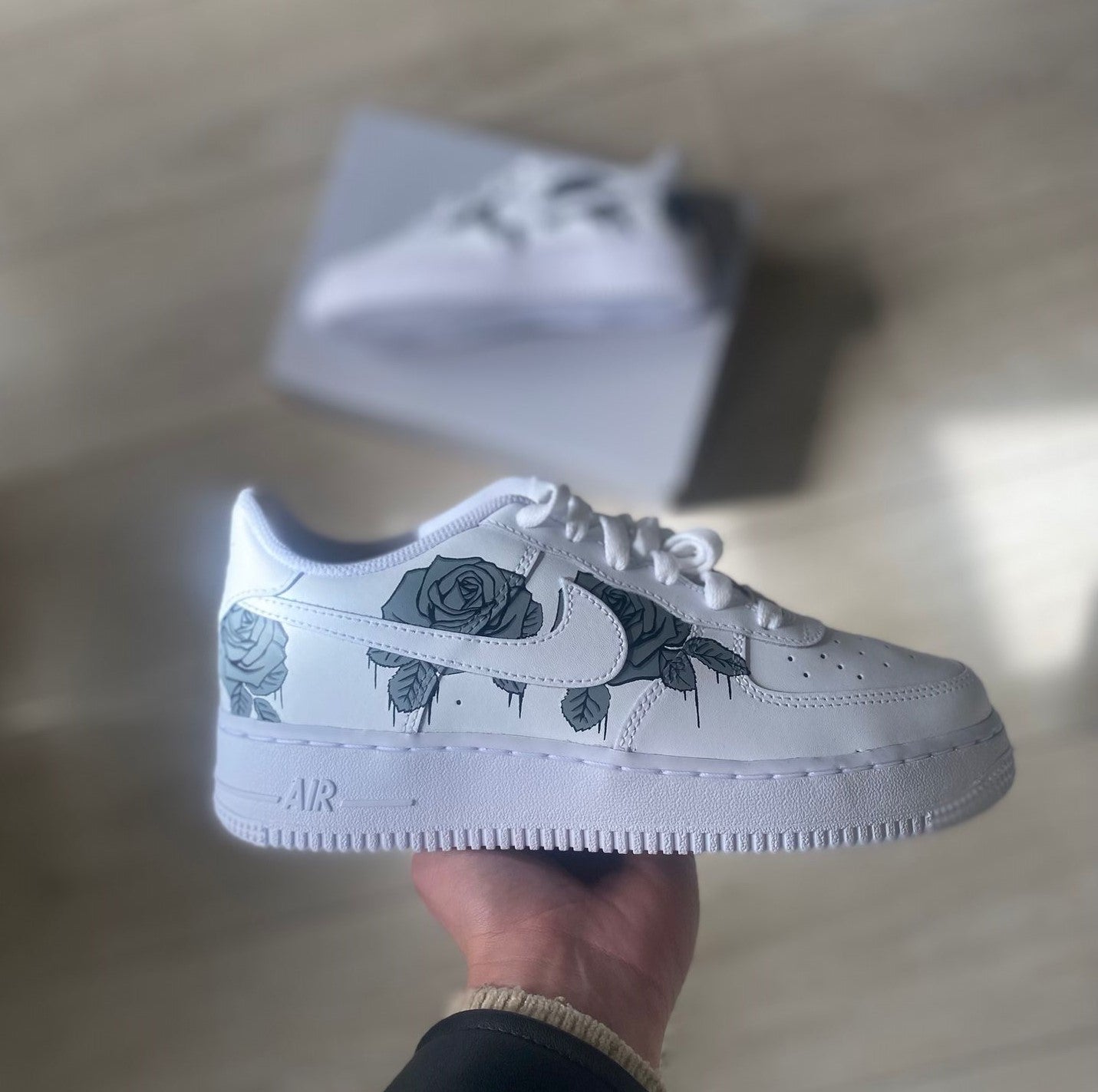 black air force 1 with roses