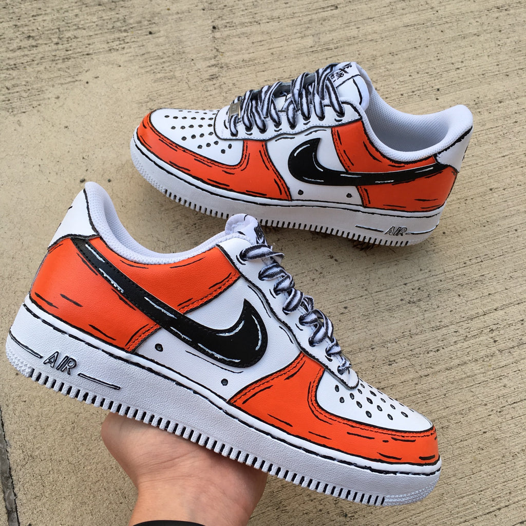 Nike Air Force 1 Red Orange Sketch CustomSneaker