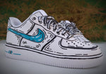 Nike Air Force 1 Sketch - Cyan Swoosh