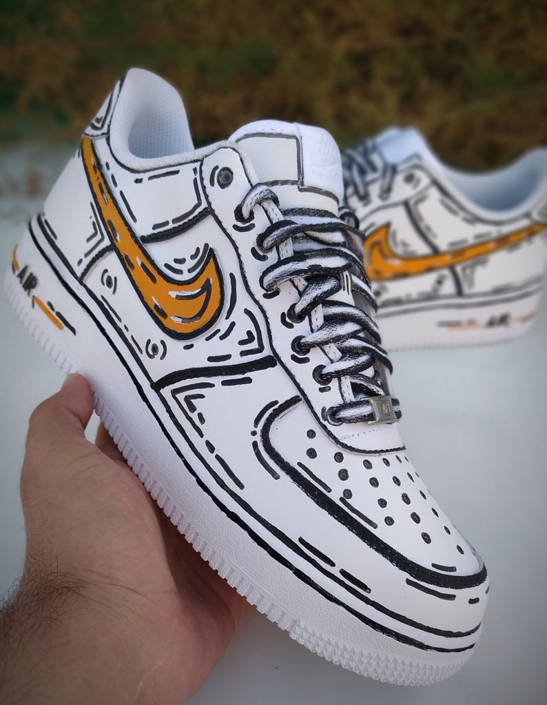 Nike Air Force 1 Sketch - Yellow Swoosh – CustomSneaker